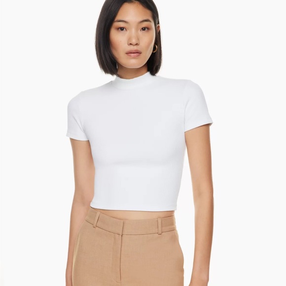NWOT Aritzia White Mock Neck Tee - Picture 4 of 8